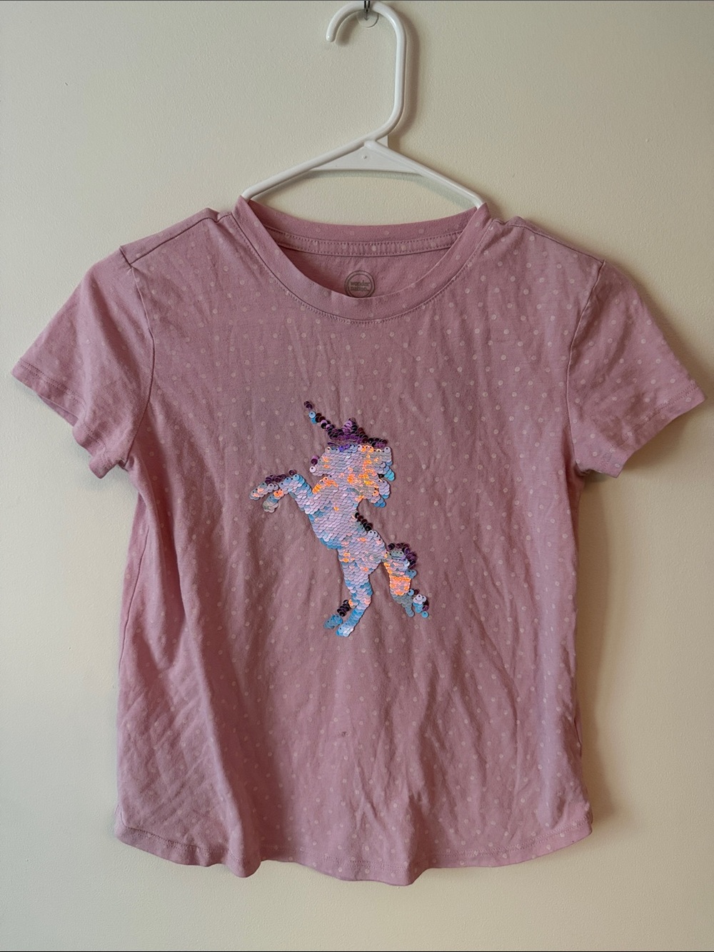 wonder nation Pink Short Sleeve Tee with Reversible Sequin Unicorn